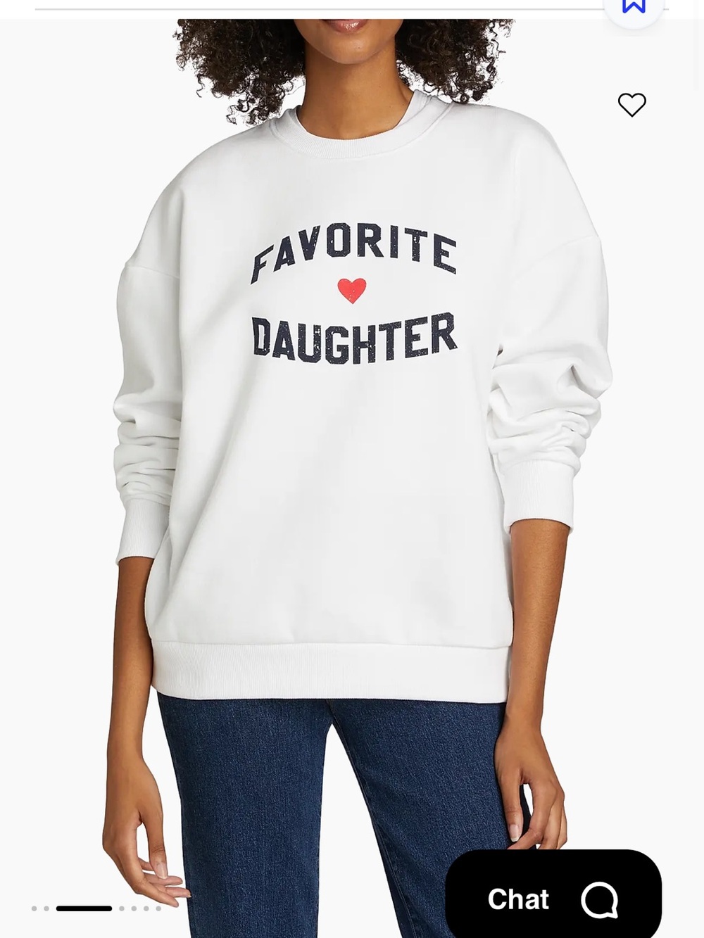 Favorite Daughter White Crewneck Sweatshirt with Red Heart